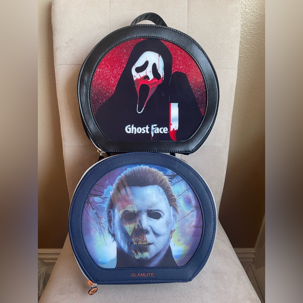 GLAMLITE Ghostface Scream Michael Myers HalloweenII Makeup Crossbody Bag Set NEW